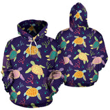 Colorful Sea Turtle Pattern Men Women Pullover Hoodie