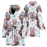 Cute Pug Hat Rabbit Costume Pattern Women'S Bathrobe