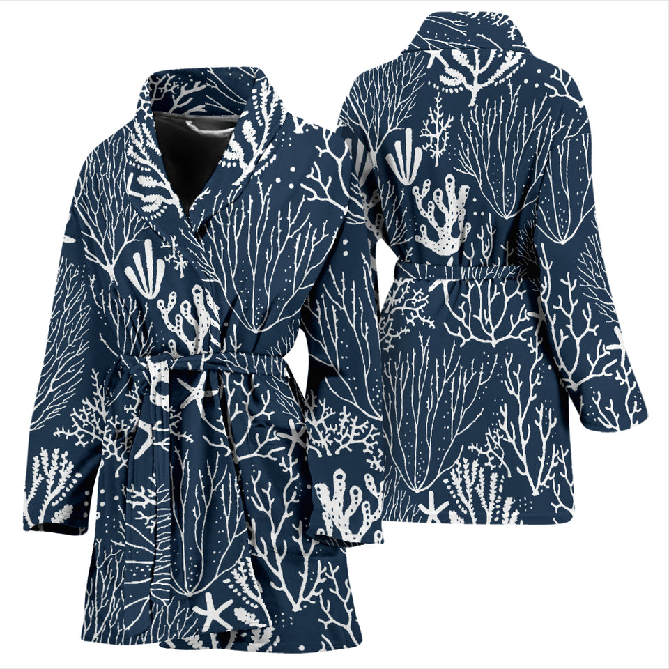 Coral Reef Pattern Print Design 05 Women's Bathrobe