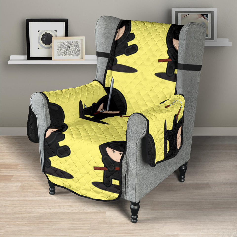 Cute ninja yellow background Chair Cover Protector