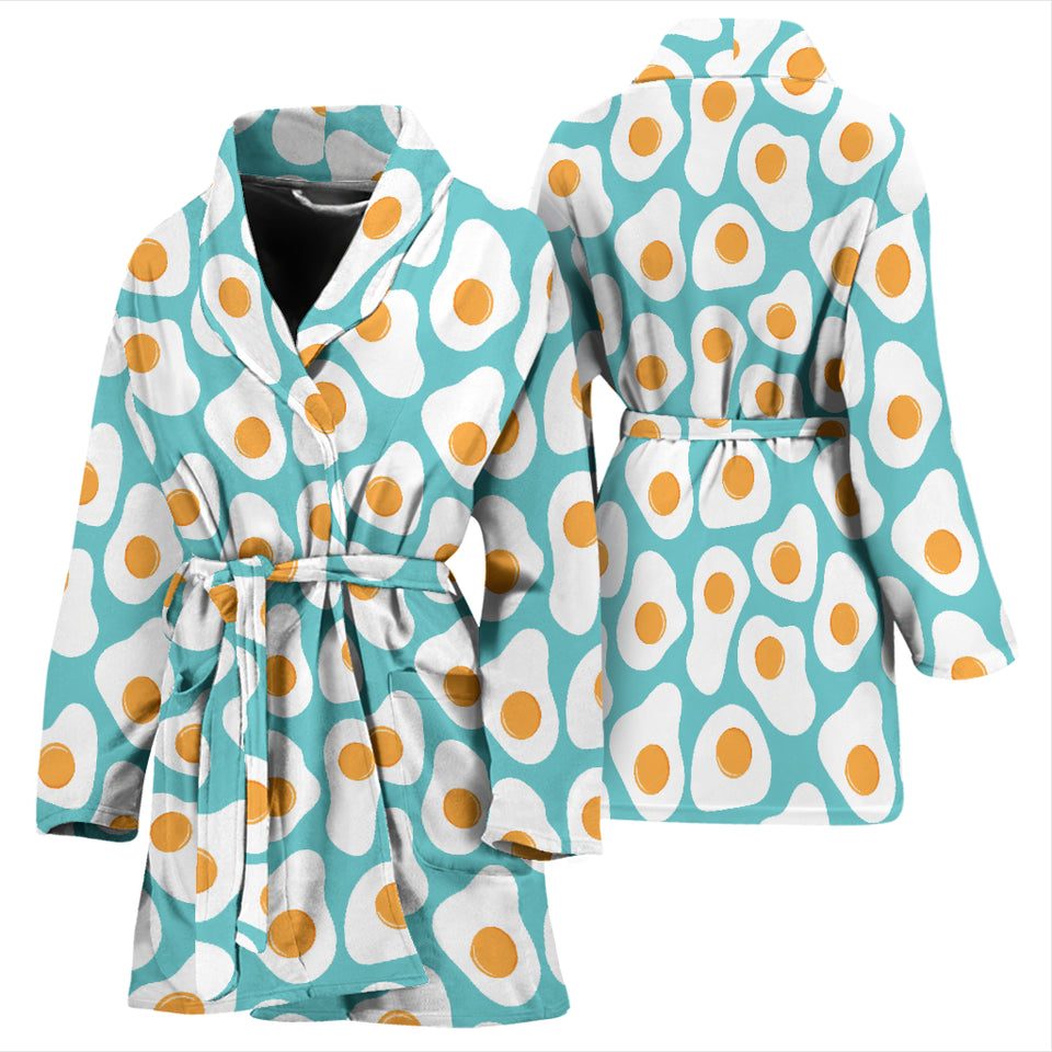 Fried Eggs Pattern Print Design 04 Women's Bathrobe