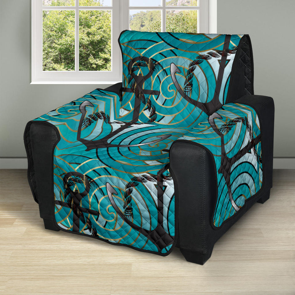 Anchor nautical green background Recliner Cover Protector