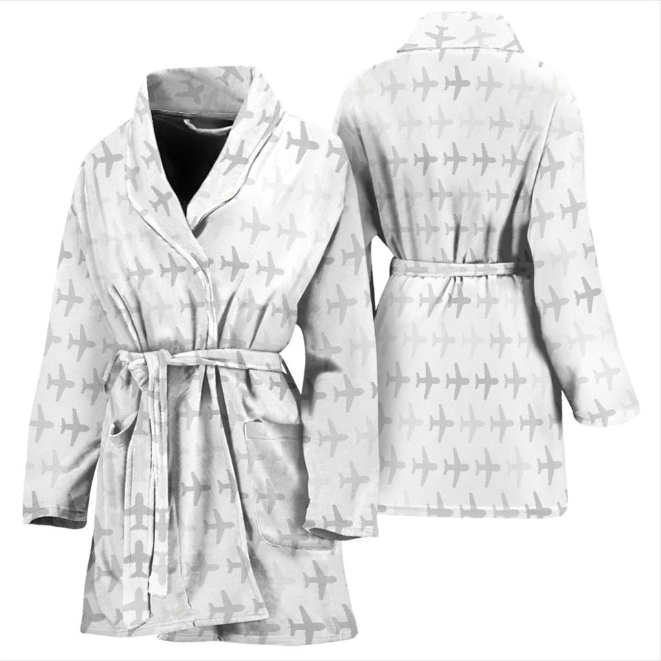 Airplane Print Pattern Women'S Bathrobe