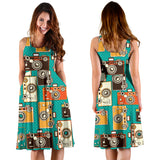 Camera Pattern Print Design 03 Sleeveless Midi Dress