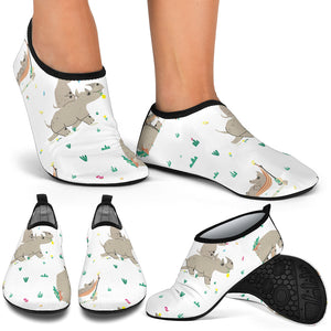 Cute Rhino Pattern Background Aqua Shoes