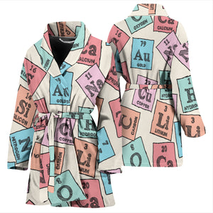 Chemistry Periodic Table Pattern Print Design 02 Women's Bathrobe