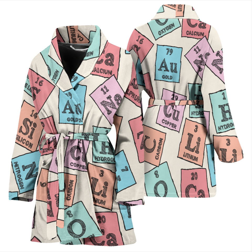 Chemistry Periodic Table Pattern Print Design 02 Women's Bathrobe