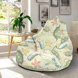 Hand Drawn Sea Turtle Fish Pattern Bean Bag Cover