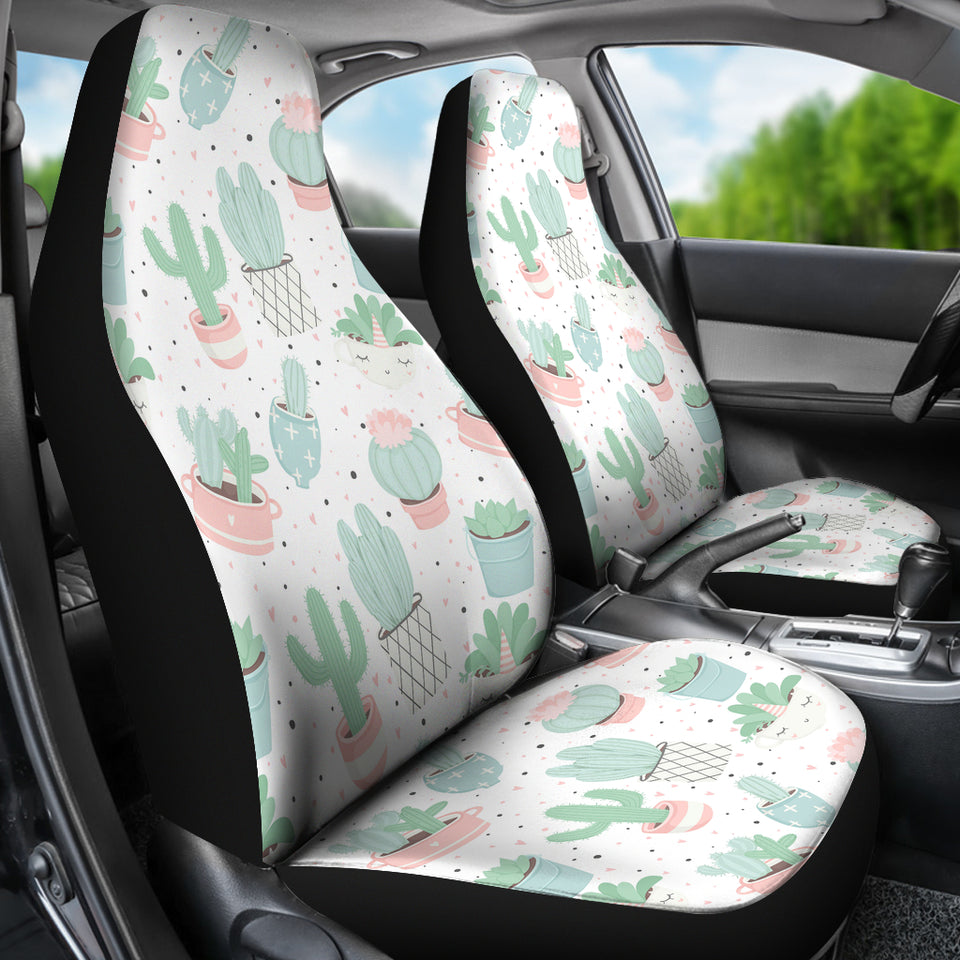 Pastel Color Cactus Pattern  Universal Fit Car Seat Covers