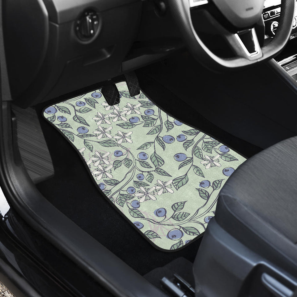 Hand Drawn Blueberry Pattern Front And Back Car Mats