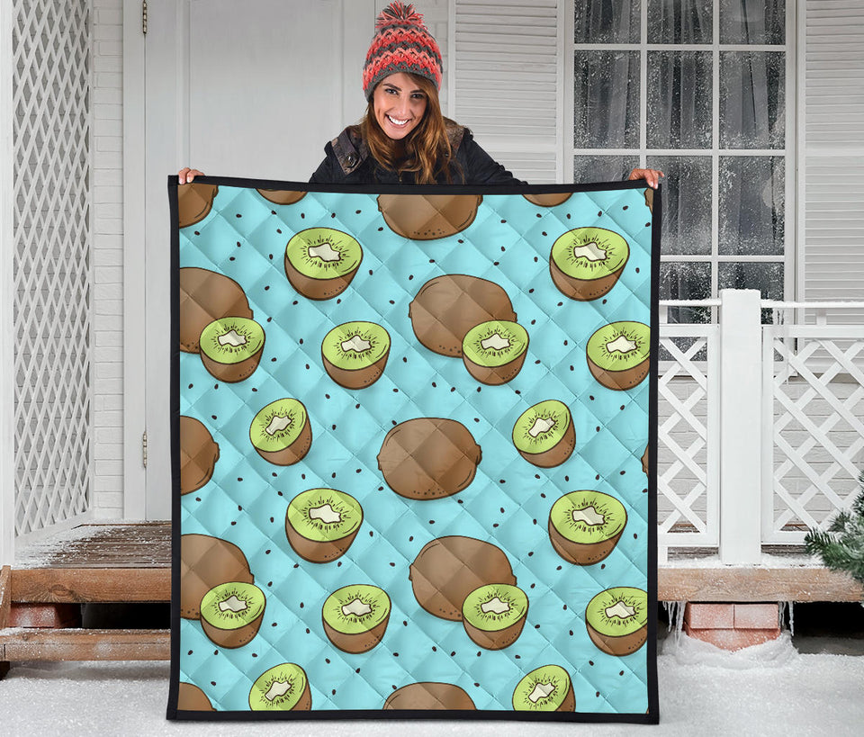 Kiwi Blue Background Premium Quilt