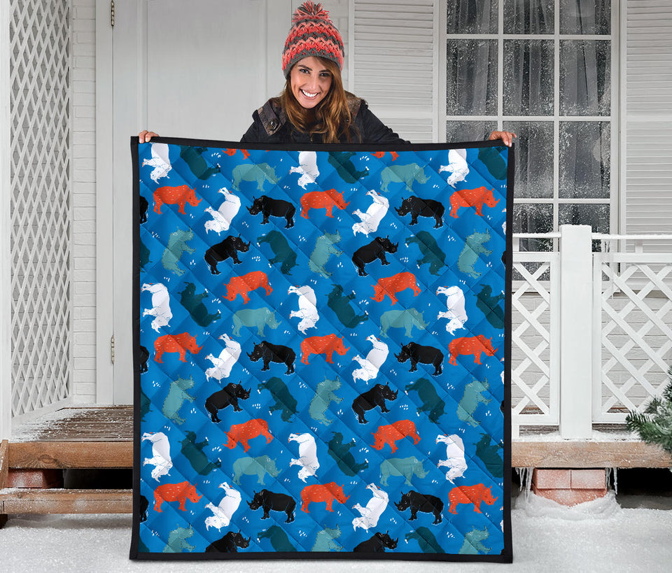 Colorful Rhino Pattern Premium Quilt