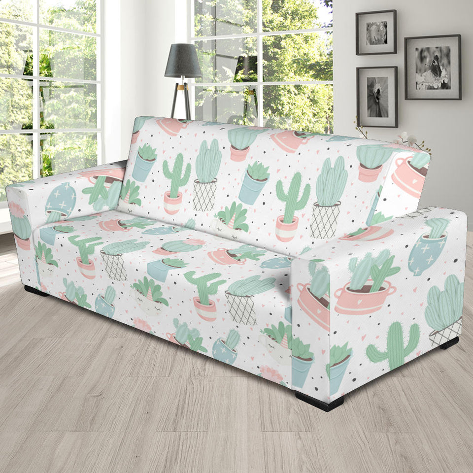 Pastel Colorcactus Pattern Copy Sofa Slipcover