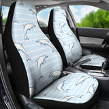 Dolphin Blue Striped Background Universal Fit Car Seat Covers