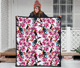 Toucan Flower Design Pattern Premium Quilt
