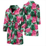 Watermelons Tropical Palm Leaves Pattern Men'S Bathrobe