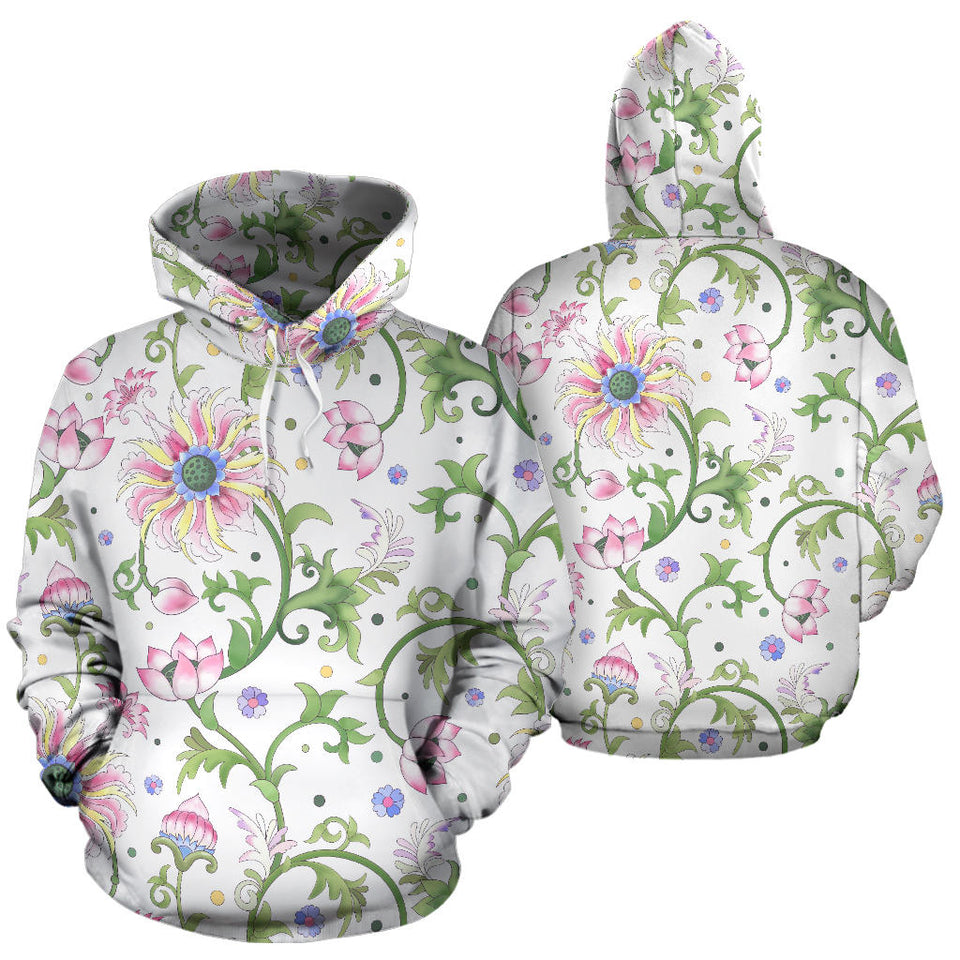 Beautiful Pink Lotus Waterlily Leaves Pattern Men Women Pullover Hoodie