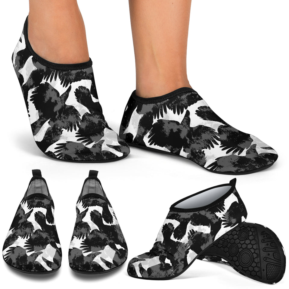 Crow Illustration Pattern Aqua Shoes