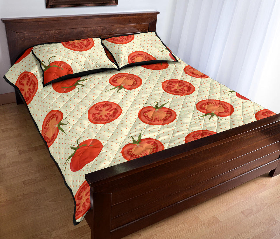 Tomato dot background Quilt Bed Set