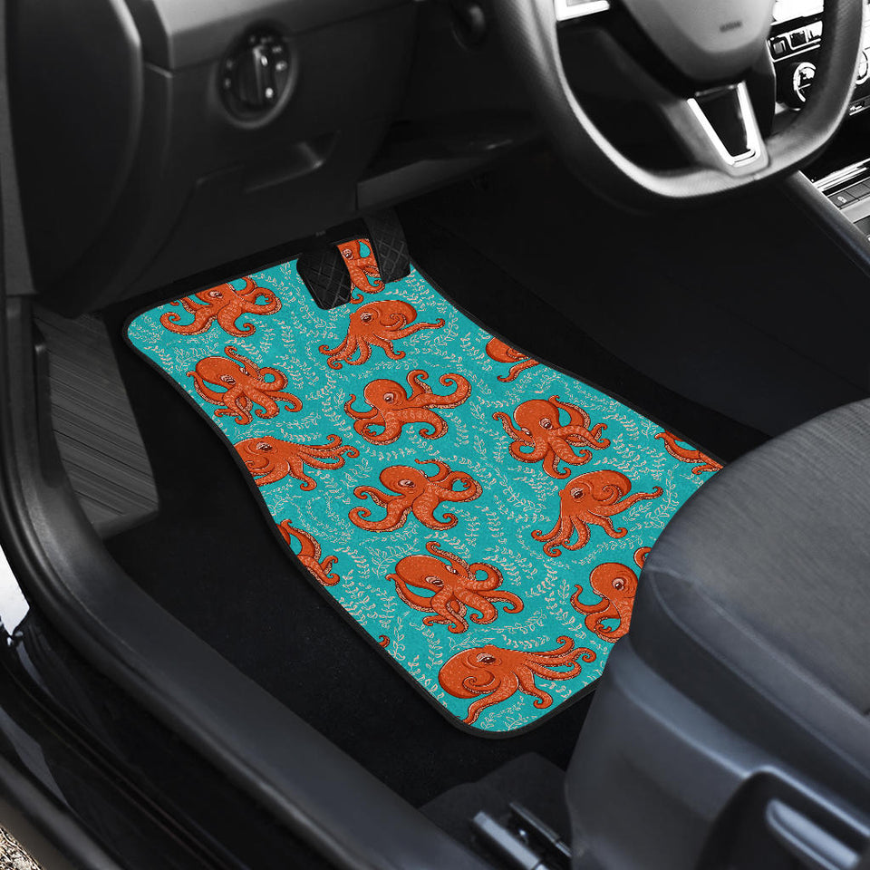 Octopus Turquoise Background Front Car Mats