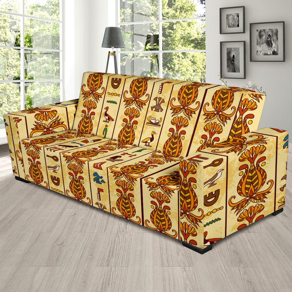 Egypt Hieroglyphics Pattern Print Design 04 Sofa Slipcover
