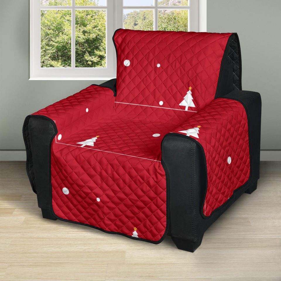 Christmas tree star snow red background Recliner Cover Protector