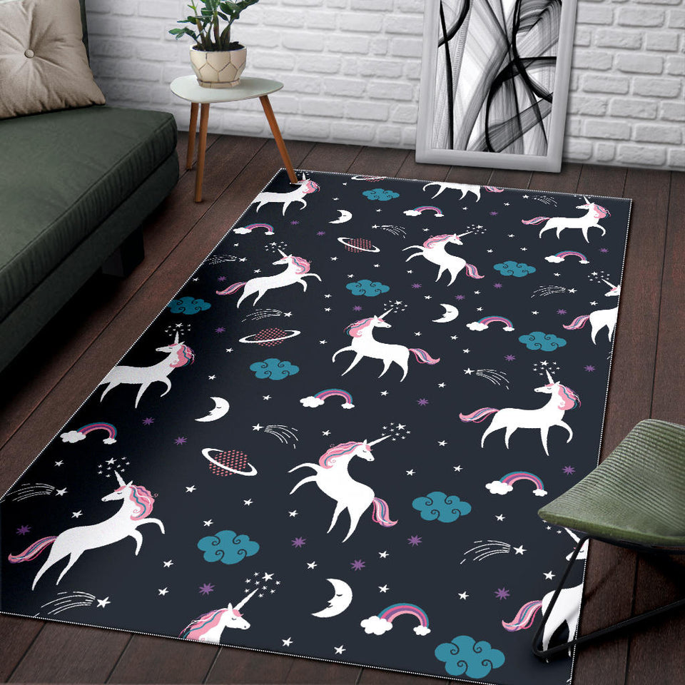 Unicorn Rainbows Moon Clound Star Pattern Area Rug