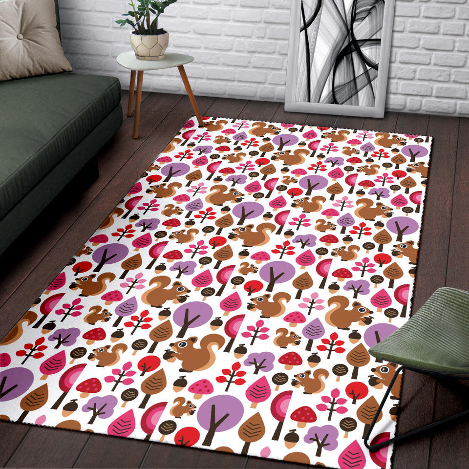 Squirrel Pattern Print Design 02 Area Rug