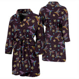 Hummingbird Pattern Print Design 04 Men's Bathrobe
