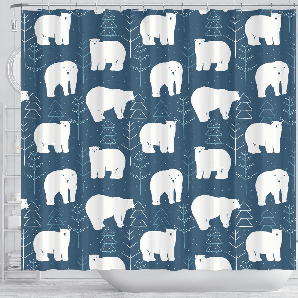 Polar Bear Mother Her Child Pattern Shower Curtain Fulfilled In US
