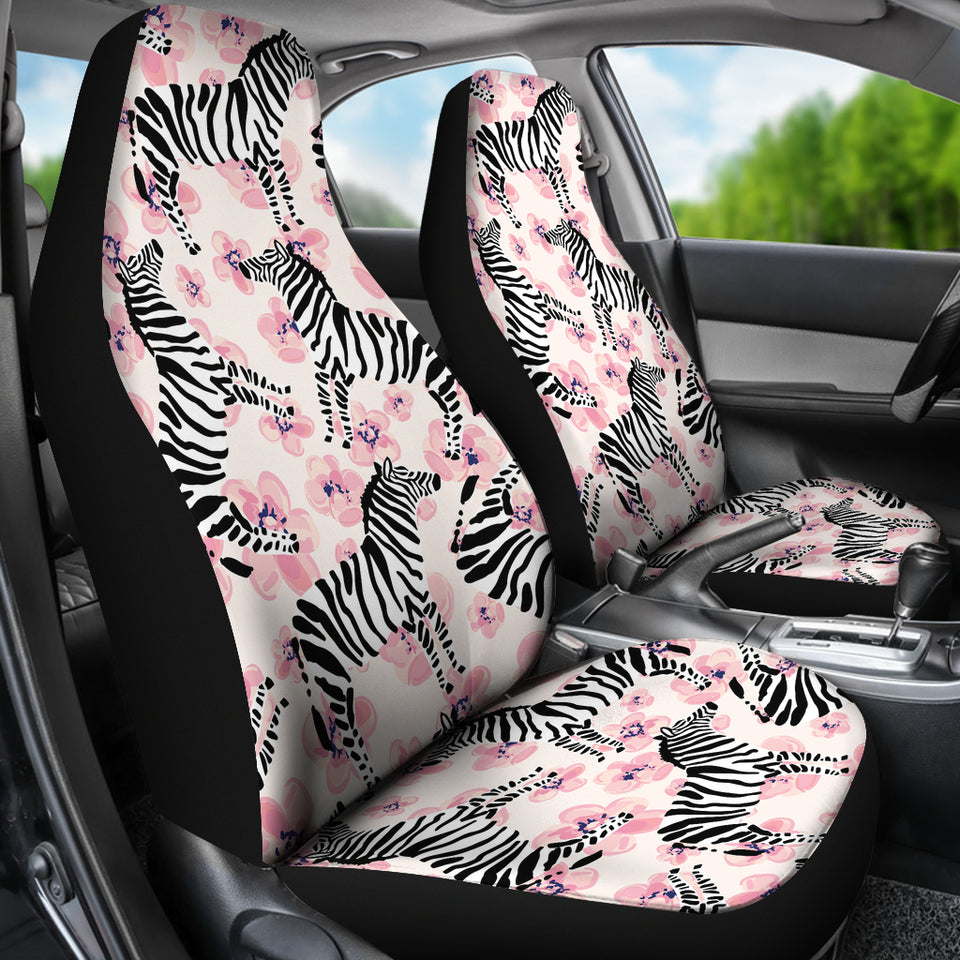 Zebra Pink Flower Background  Universal Fit Car Seat Covers