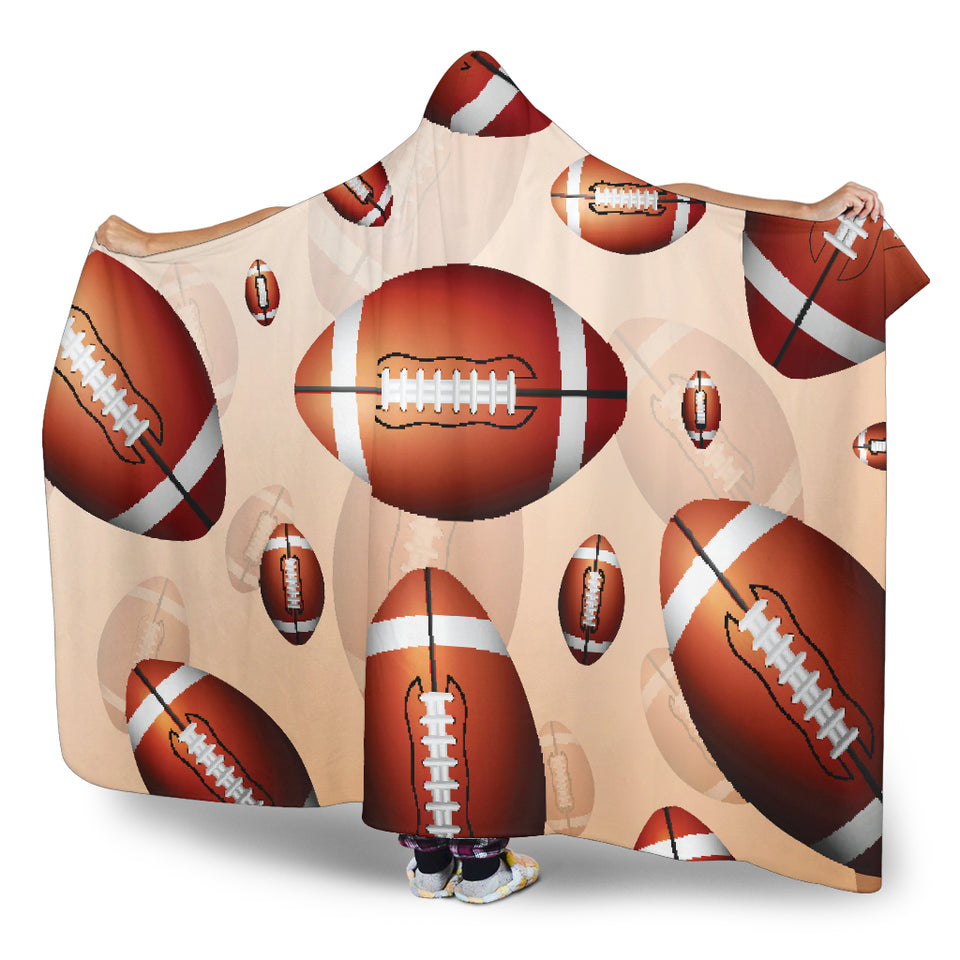 American Football Ball Design Pattern Hooded Blanket