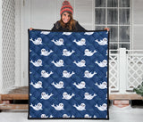 Cute White Baby Sea Lion Seal Pattern Premium Quilt
