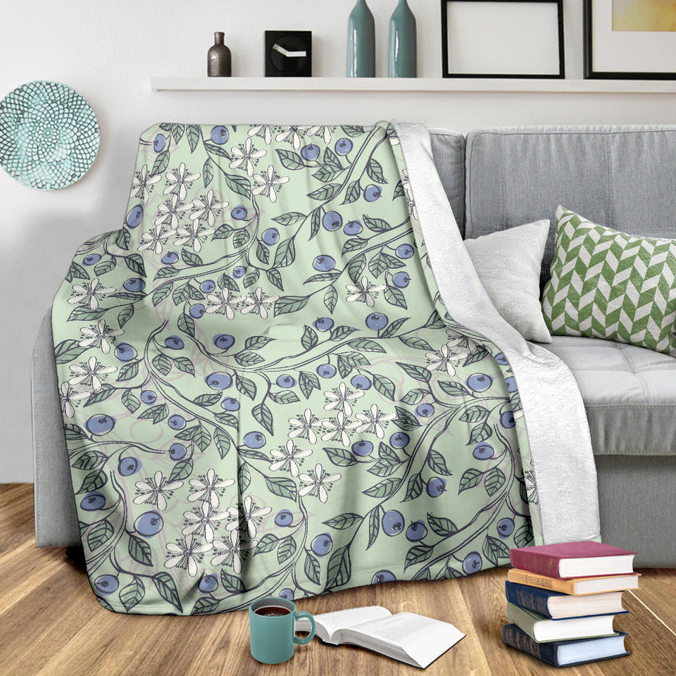 Hand Drawn Blueberry Pattern Premium Blanket