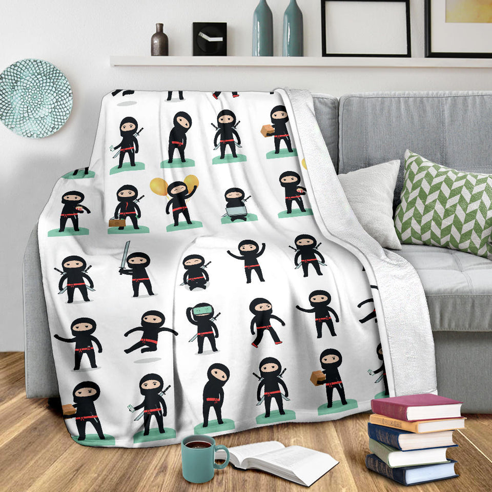 Cute Ninja Katana Sword Pattern Premium Blanket