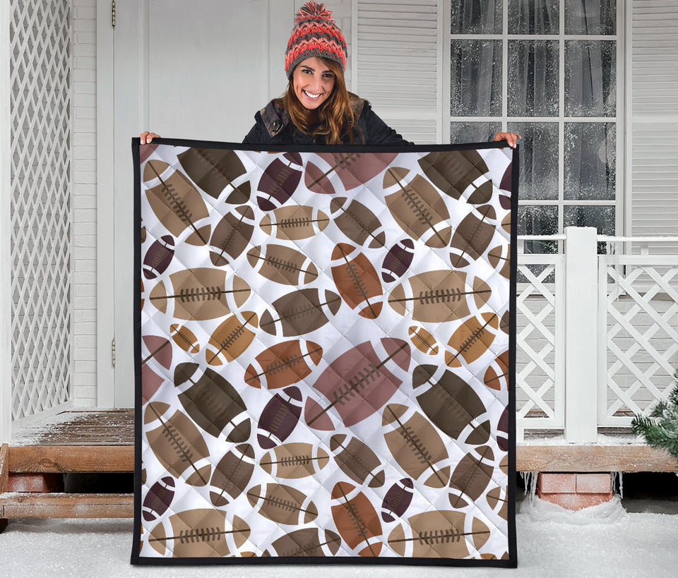 American Football Ball Pattern Premium Quilt