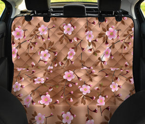Pink Sakura Cherry Blossom Drak Brown Background Dog Car Seat Covers