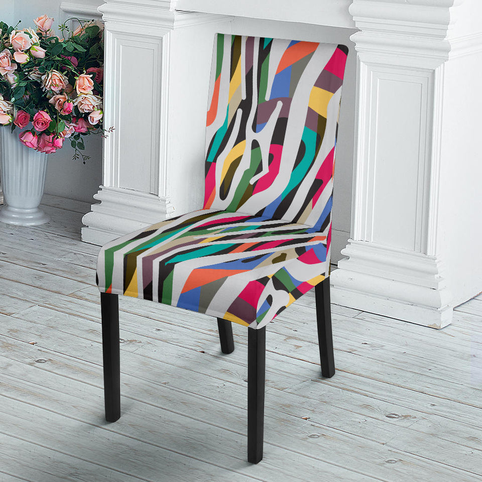 Colorful Zebra Skin Pattern Dining Chair Slipcover