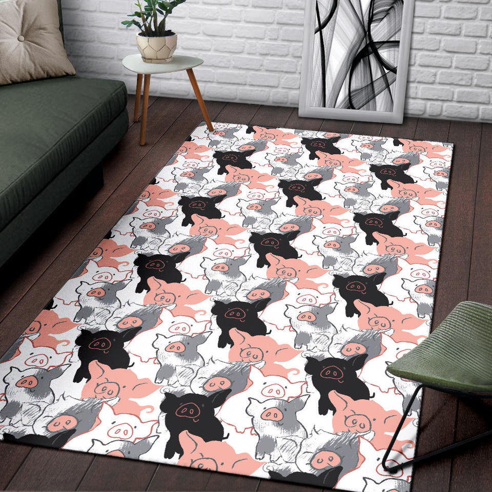 Pig Pattern Print Design 05 Area Rug