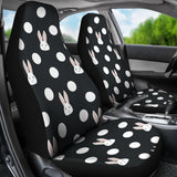 Cute White Rabbit Polka Dots Black Background  Universal Fit Car Seat Covers