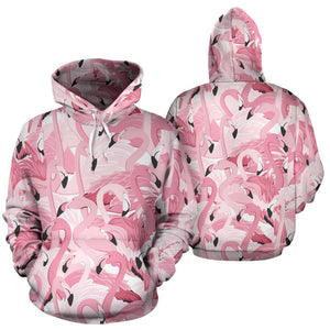 Pink Flamingos Pattern Background Men Women Pullover Hoodie