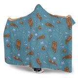 Sea Otters Pattern Hooded Blanket