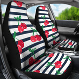 Hand Drawn Cherry Pattern Striped Background  Universal Fit Car Seat Covers