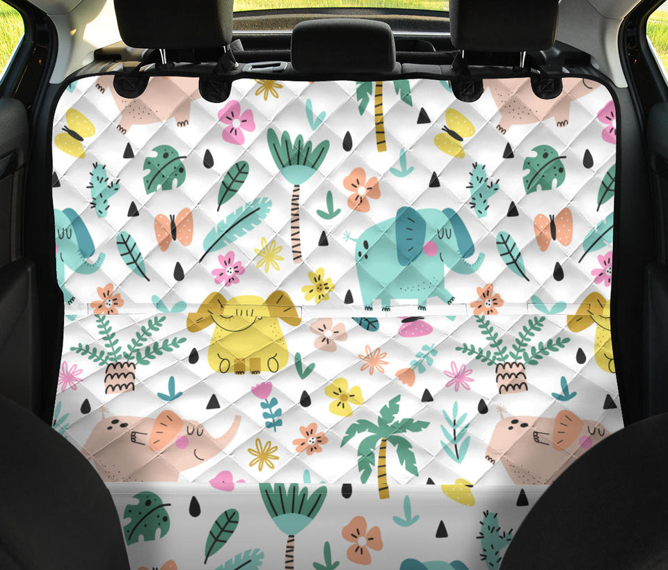 Cute Elephants Palm Tree Flower Butterfly Pattern Dog Car Seat Covers