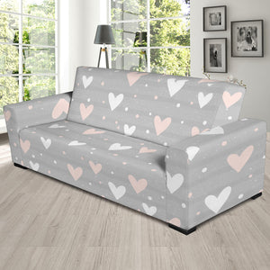 Heart Pattern Gray Background Sofa Slipcover