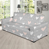 Heart Pattern Gray Background Sofa Slipcover