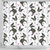 Boston Terrier Dog Hearts Vector Pattern Shower Curtain Fulfilled In US