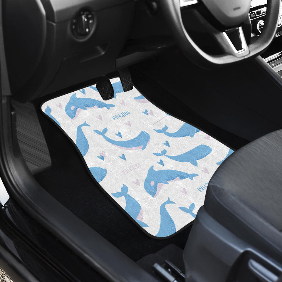 Blue Whale Pattern Front And Back Car Mats