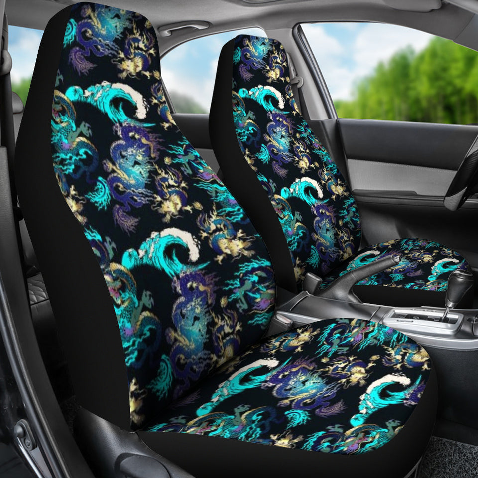 Dragon Sea Wave Pattern Universal Fit Car Seat Covers