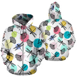 Dragonflies Ginkgo Leaves Pattern Zip Up Hoodie